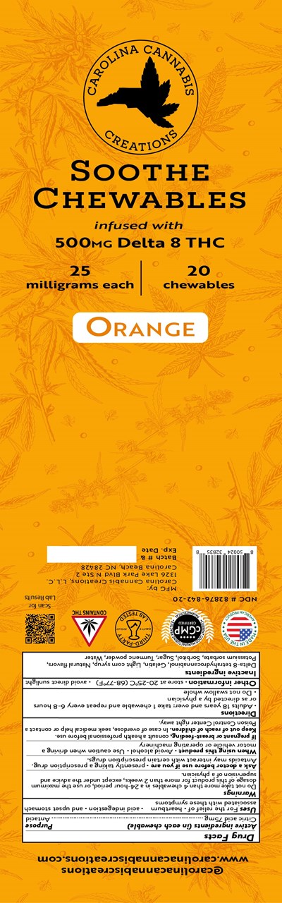 bag label - Delta 8 Chewable Orange Pouch Gelatin